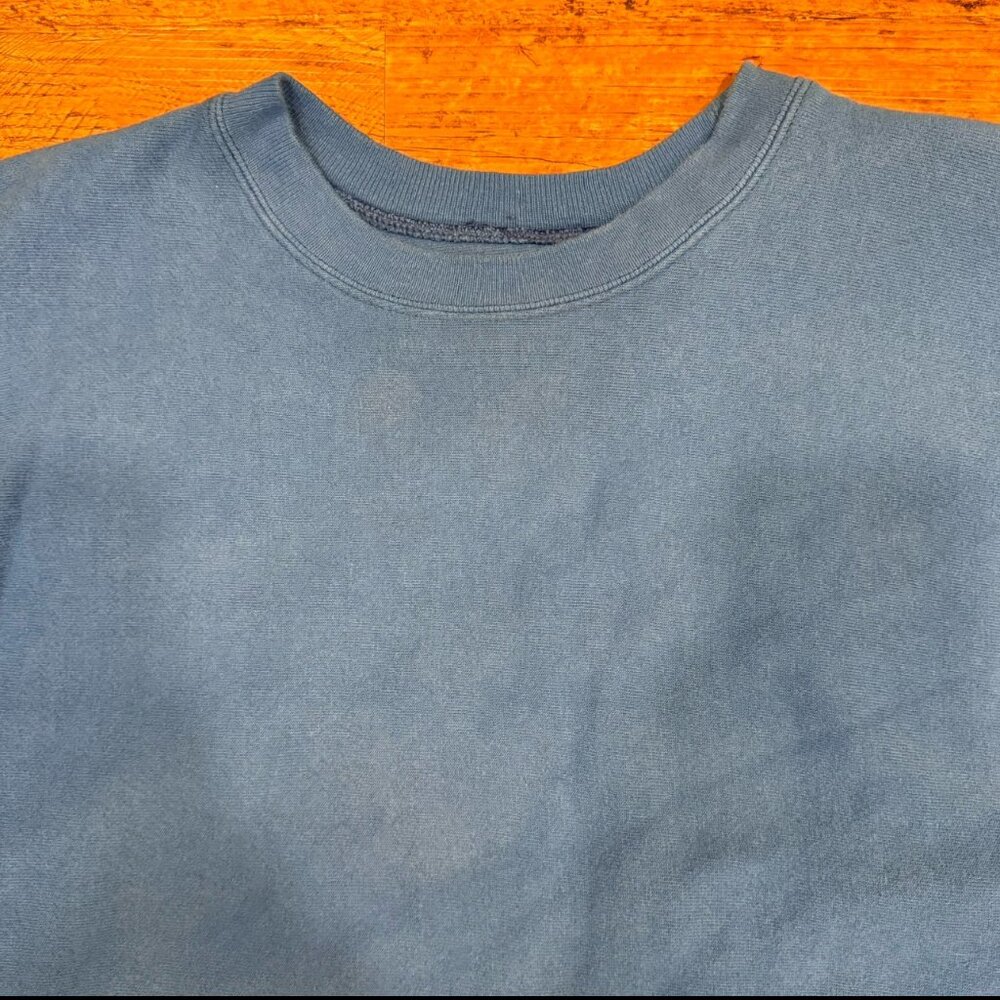 Champion Premium Reverse Weave Blue Blank Pullover Crewneck Sweatshirt Men's L